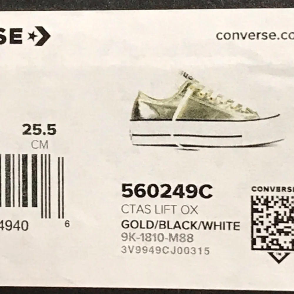 Converse CTAS Lift Ox Gold Black White‎ Platform Shoe